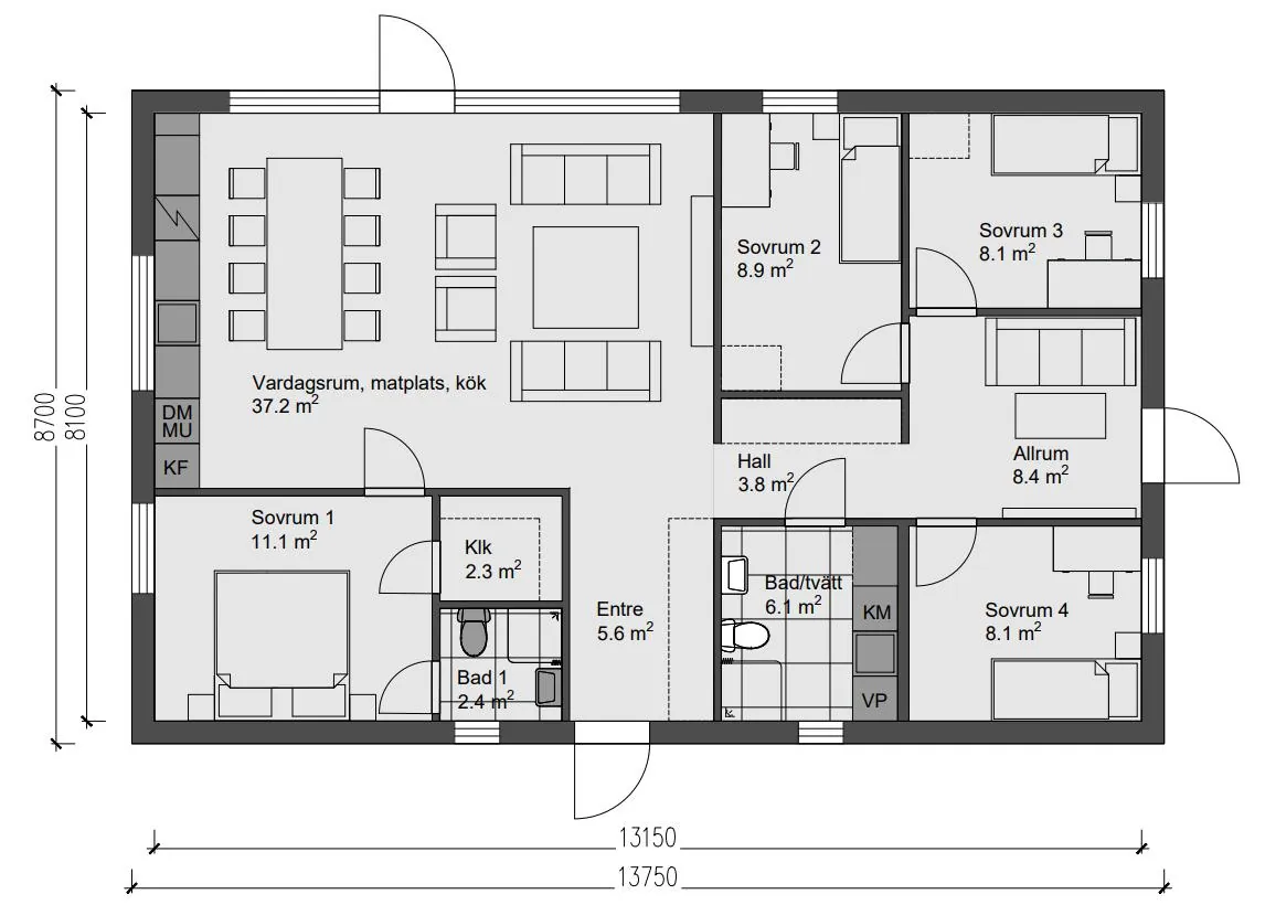 Hus B — planritning