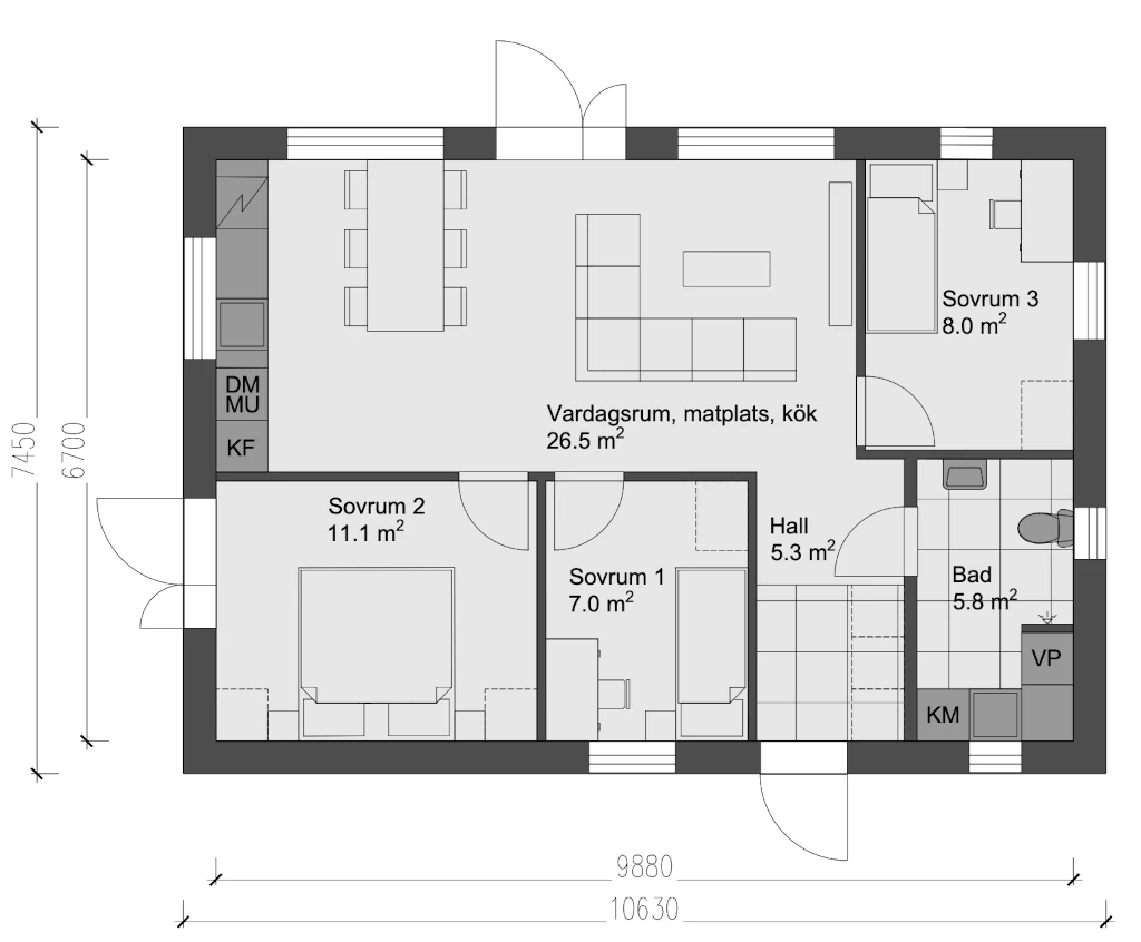 Solhem 3 — Planlösning B
