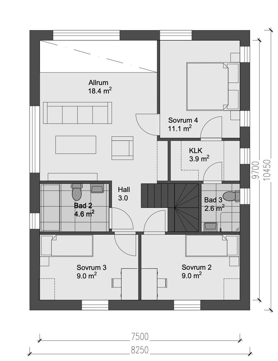 Solhem 7 — Övre plan · Alt A